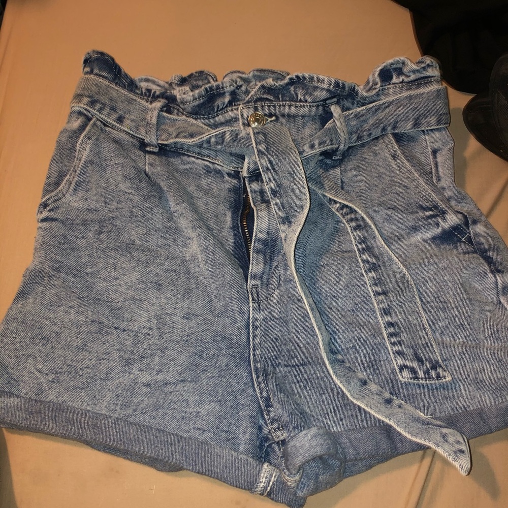 denim high waisted shorts